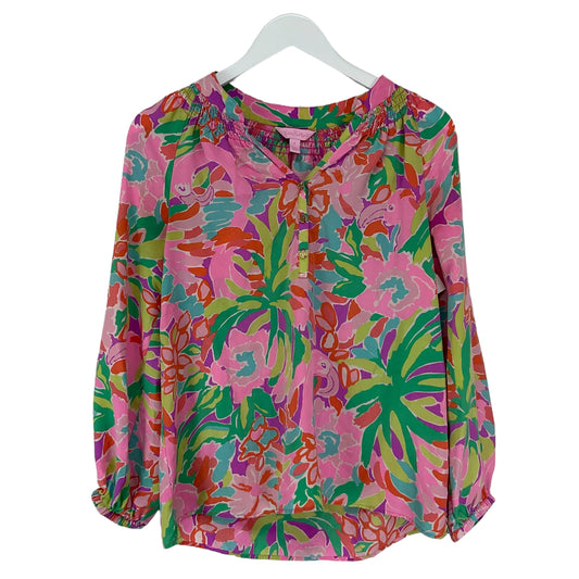 Pink Top Long Sleeve Designer Lilly Pulitzer, Size S
