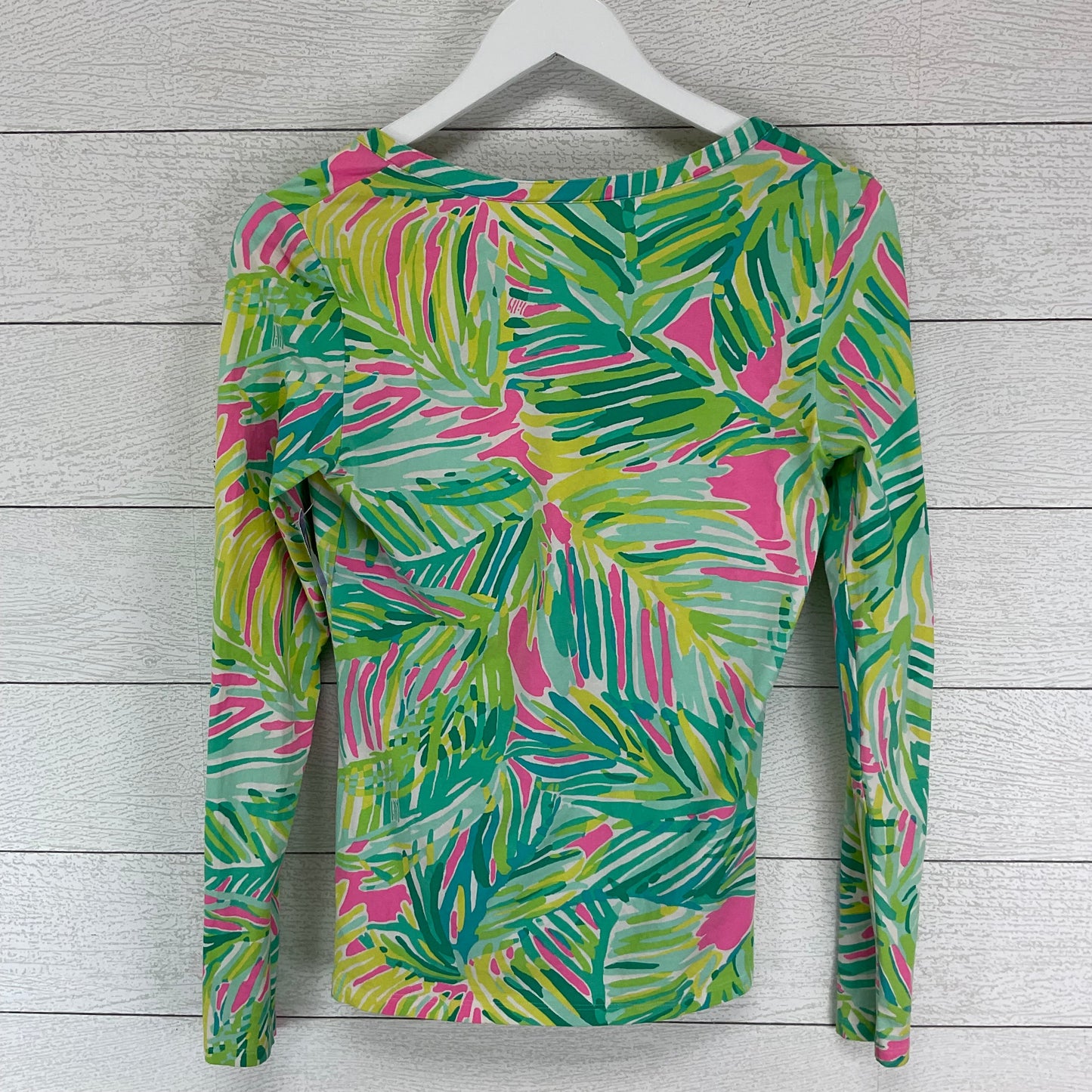 Green Top Long Sleeve Designer Lilly Pulitzer, Size Xs