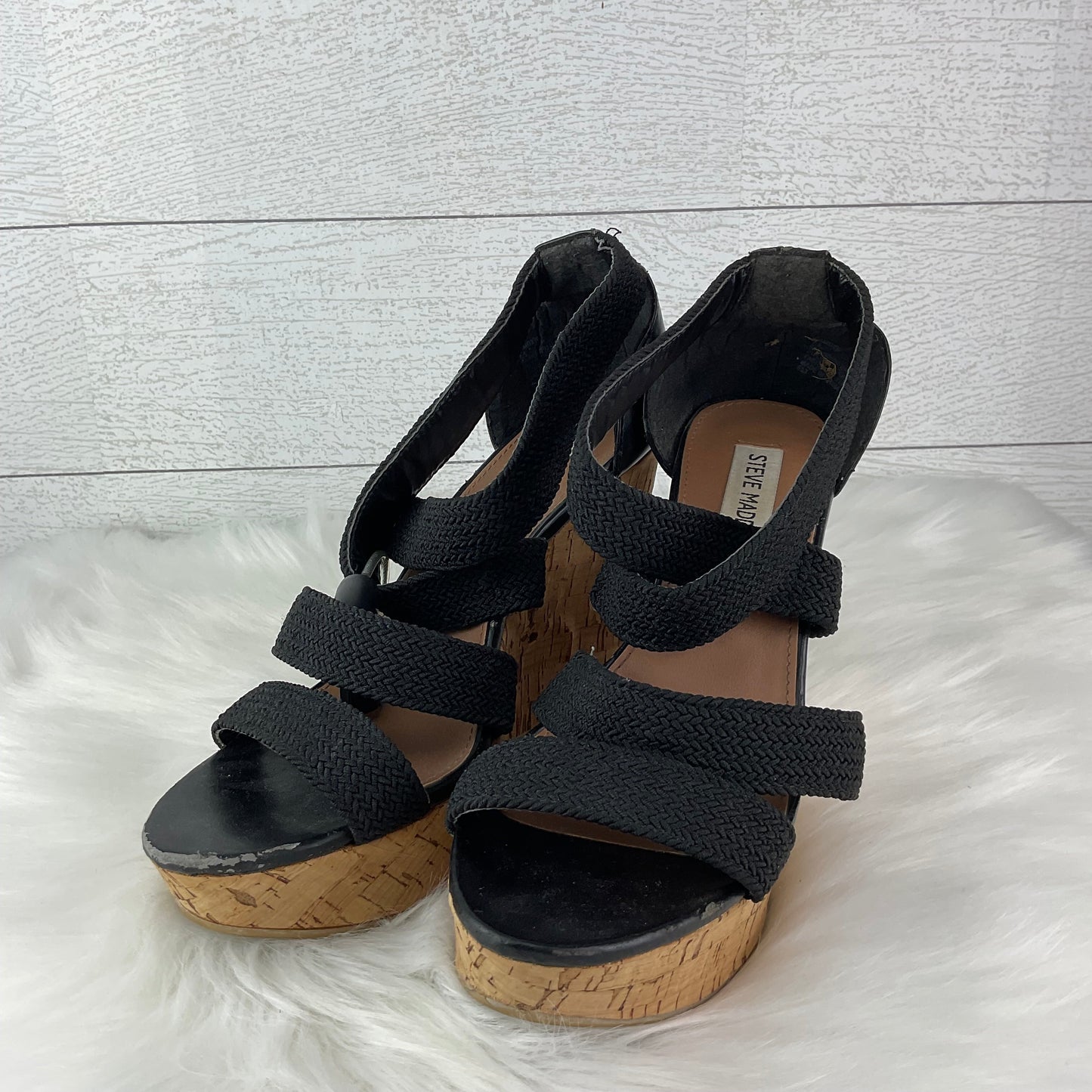 Shoes Heels Wedge By Steve Madden In Black & Brown, Size: 7