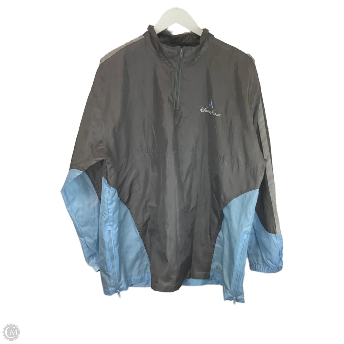 Jacket Windbreaker By Disney Store In Blue & Grey, Size: M