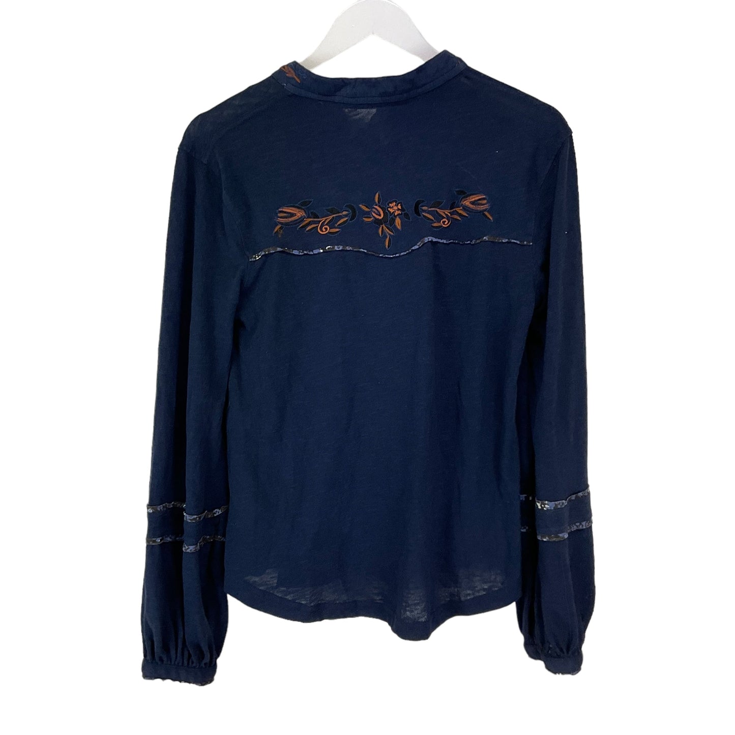 Navy Top Long Sleeve Free People, Size M