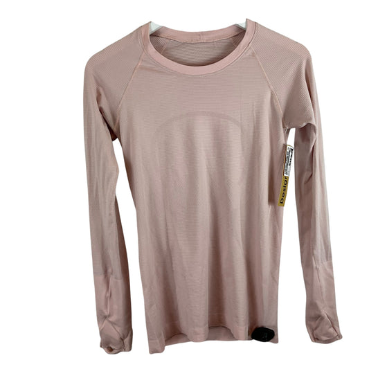 Athletic Top Long Sleeve Collar By Lululemon In Pink, Size: 6