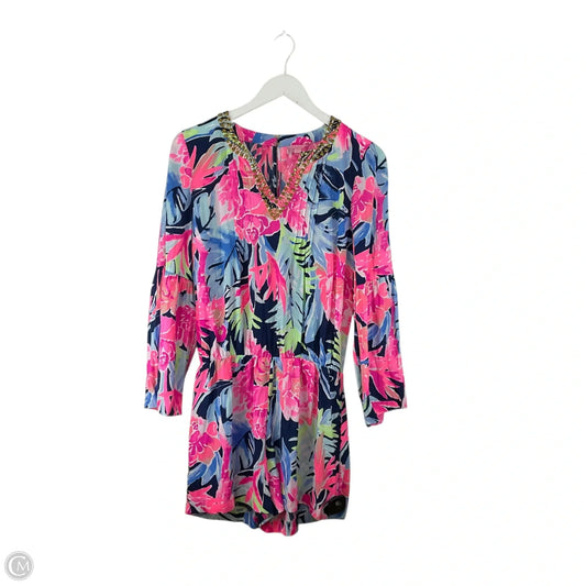 Romper Designer By Lilly Pulitzer In Blue & Pink, Size: S