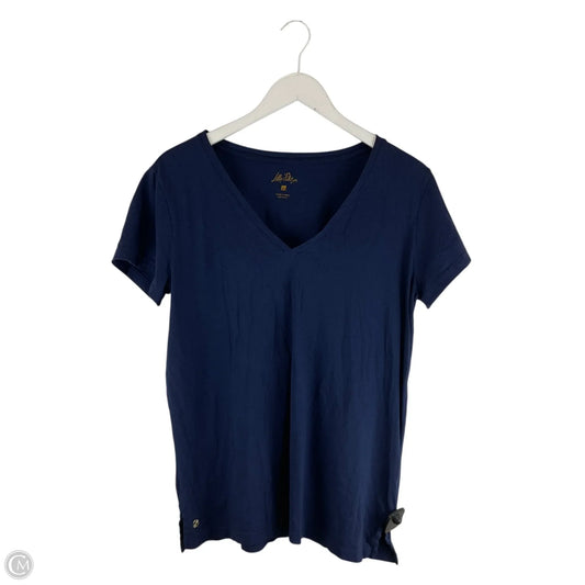 Top Short Sleeve Designer By Lilly Pulitzer In Navy, Size: L