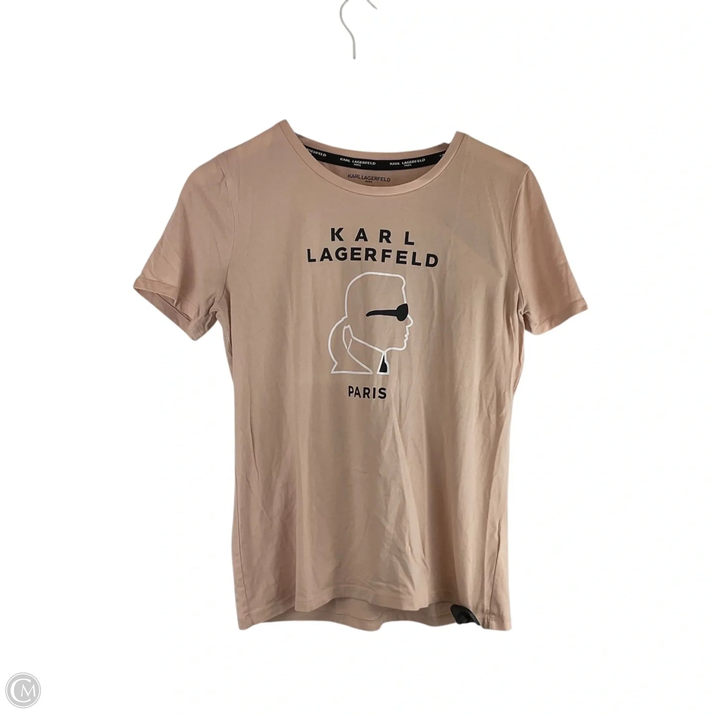 Top Short Sleeve Designer By Karl Lagerfeld In Peach, Size: S