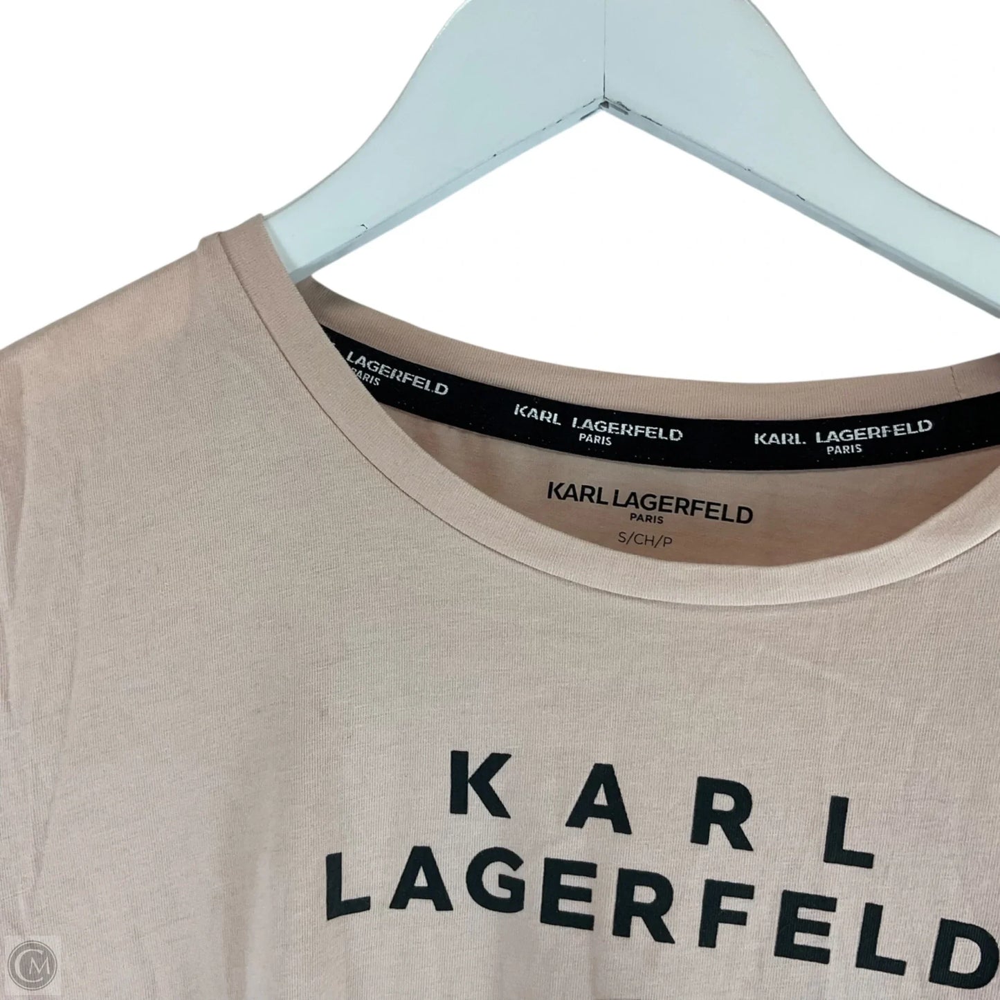 Top Short Sleeve Designer By Karl Lagerfeld In Peach, Size: S