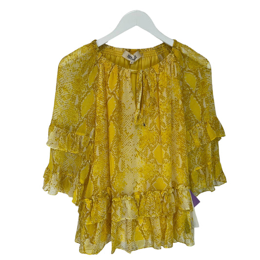 Yellow Top Long Sleeve Designer Diane Von Furstenberg, Size S