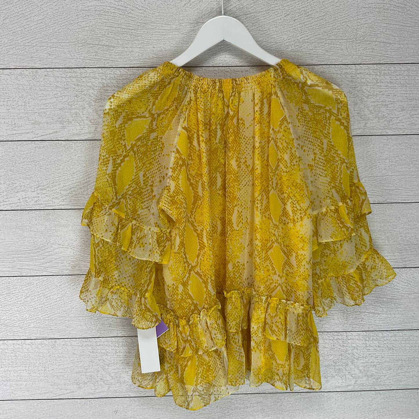 Yellow Top Long Sleeve Designer Diane Von Furstenberg, Size S
