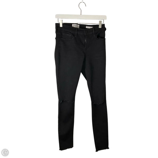 Jeans Skinny By Frame In Black Denim, Size: 4