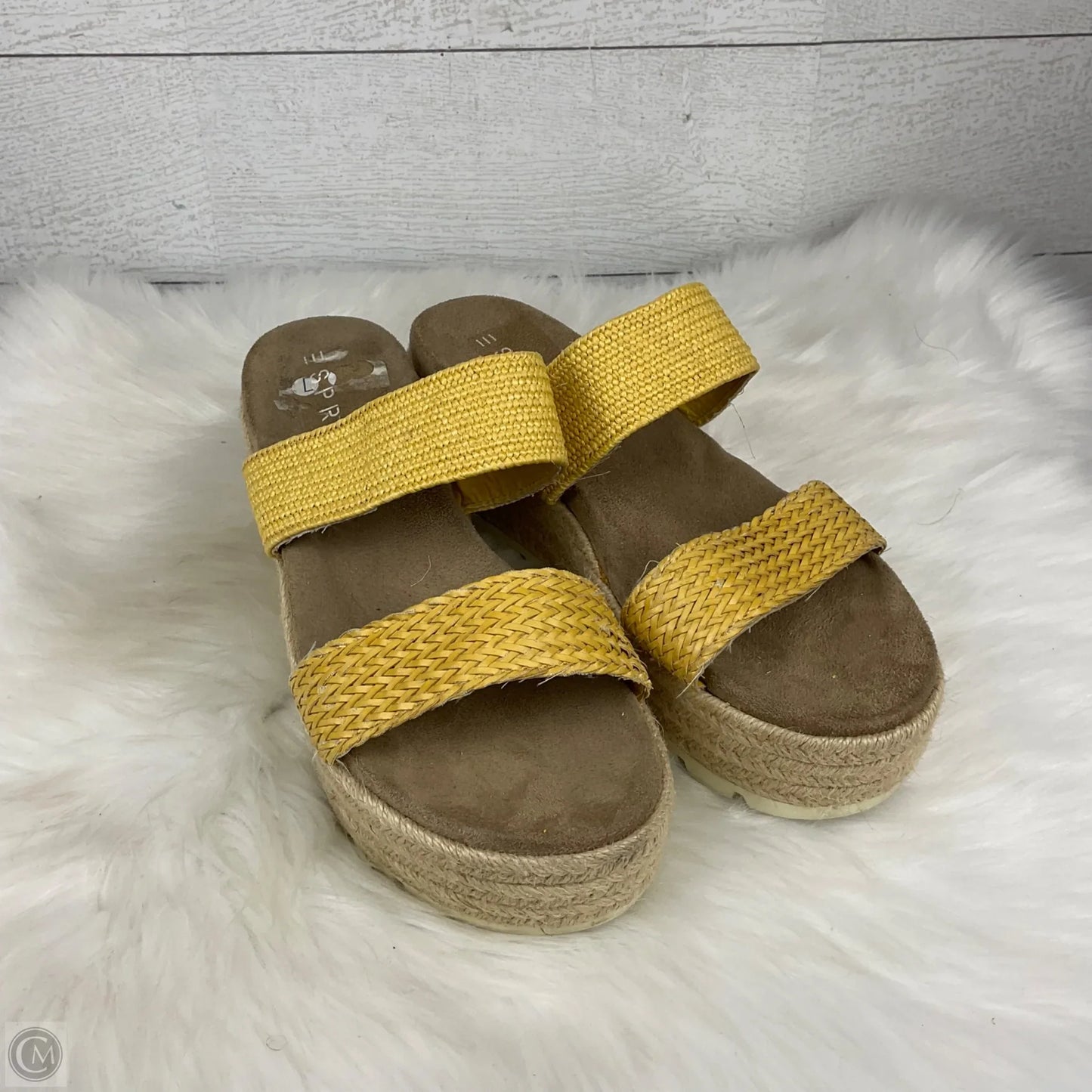 Sandals Heels Platform By Clothes Mentor In Yellow, Size: 10