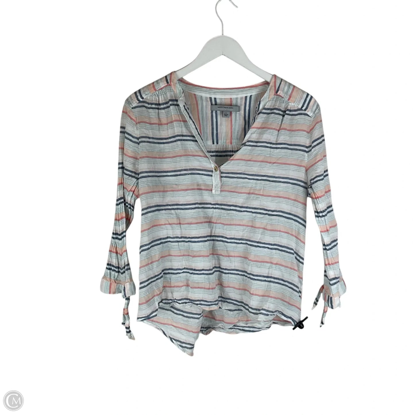Top Long Sleeve Basic By Marc New York In Striped Pattern, Size: L