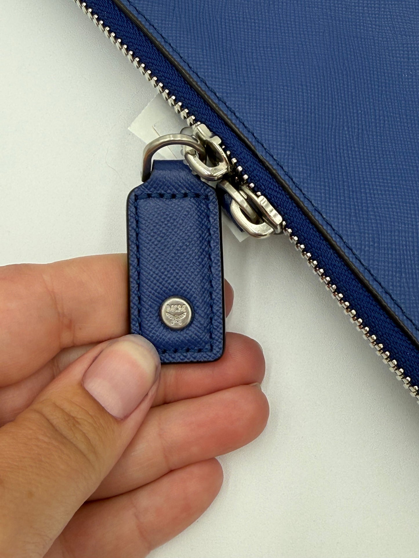 Laptop Sleeve Luxury Designer By Mcm In Blue, Size:Medium