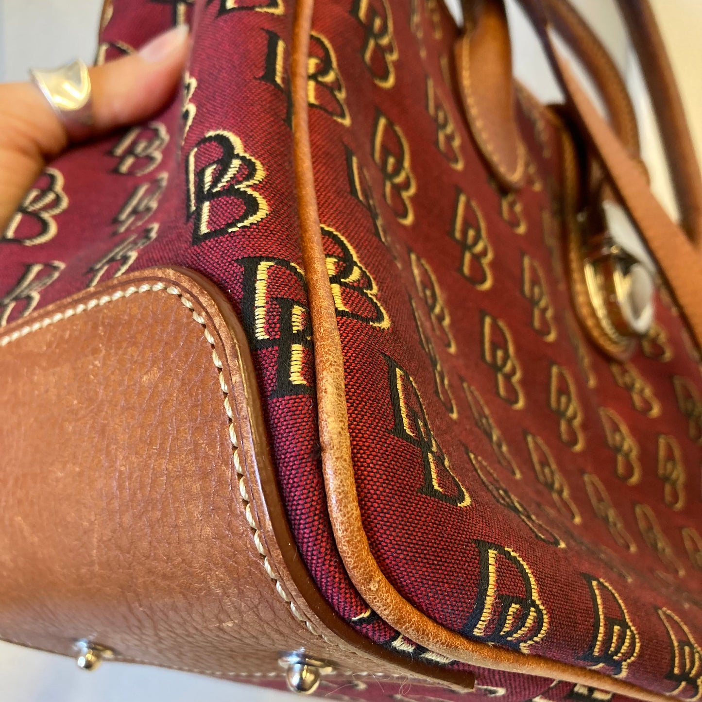 Handbag Designer By Dooney And Bourke In Maroon, Size:Medium