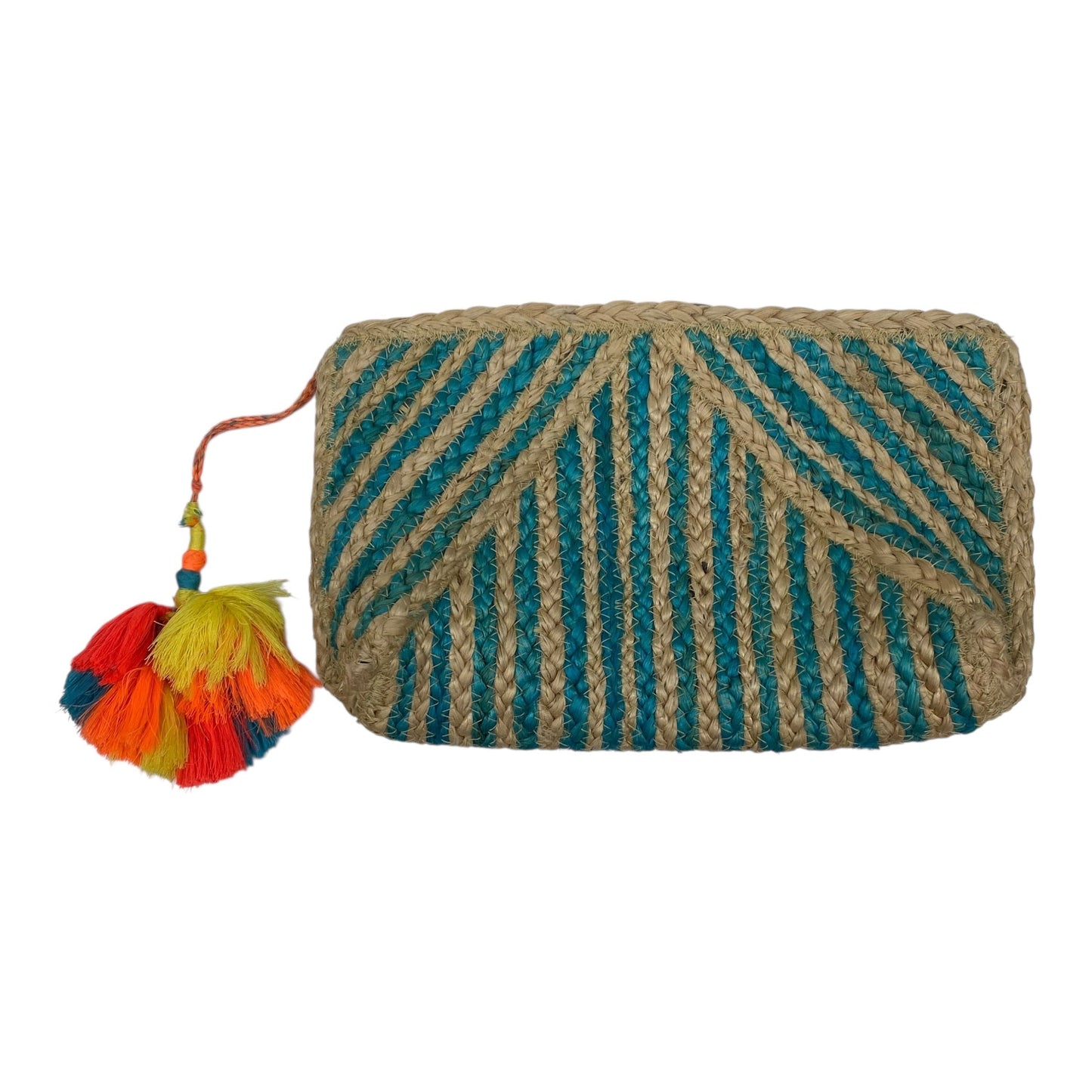 Clutch By Clothes Mentor In Blue & Cream, Size:Large