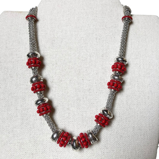 Necklace Statement By Brighton In Red & Silver