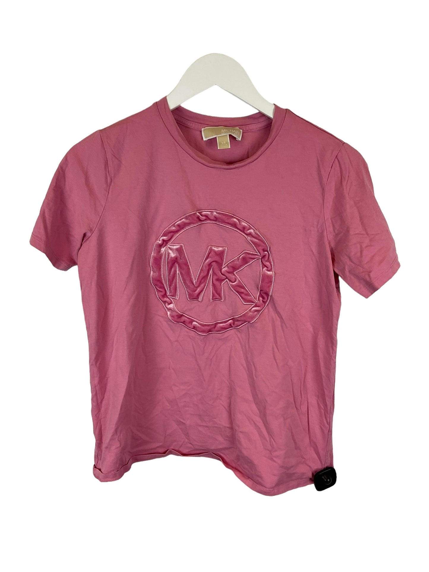 Pink Top Short Sleeve Designer Michael By Michael Kors, Size Xs