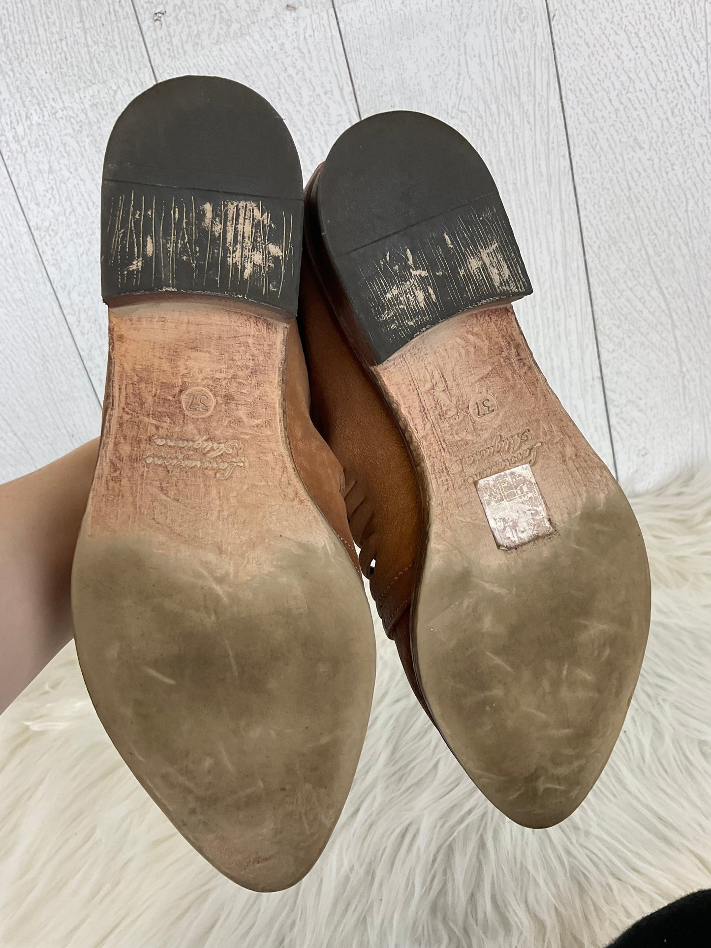 Tan Shoes Heels Block Free People, Size 6.5