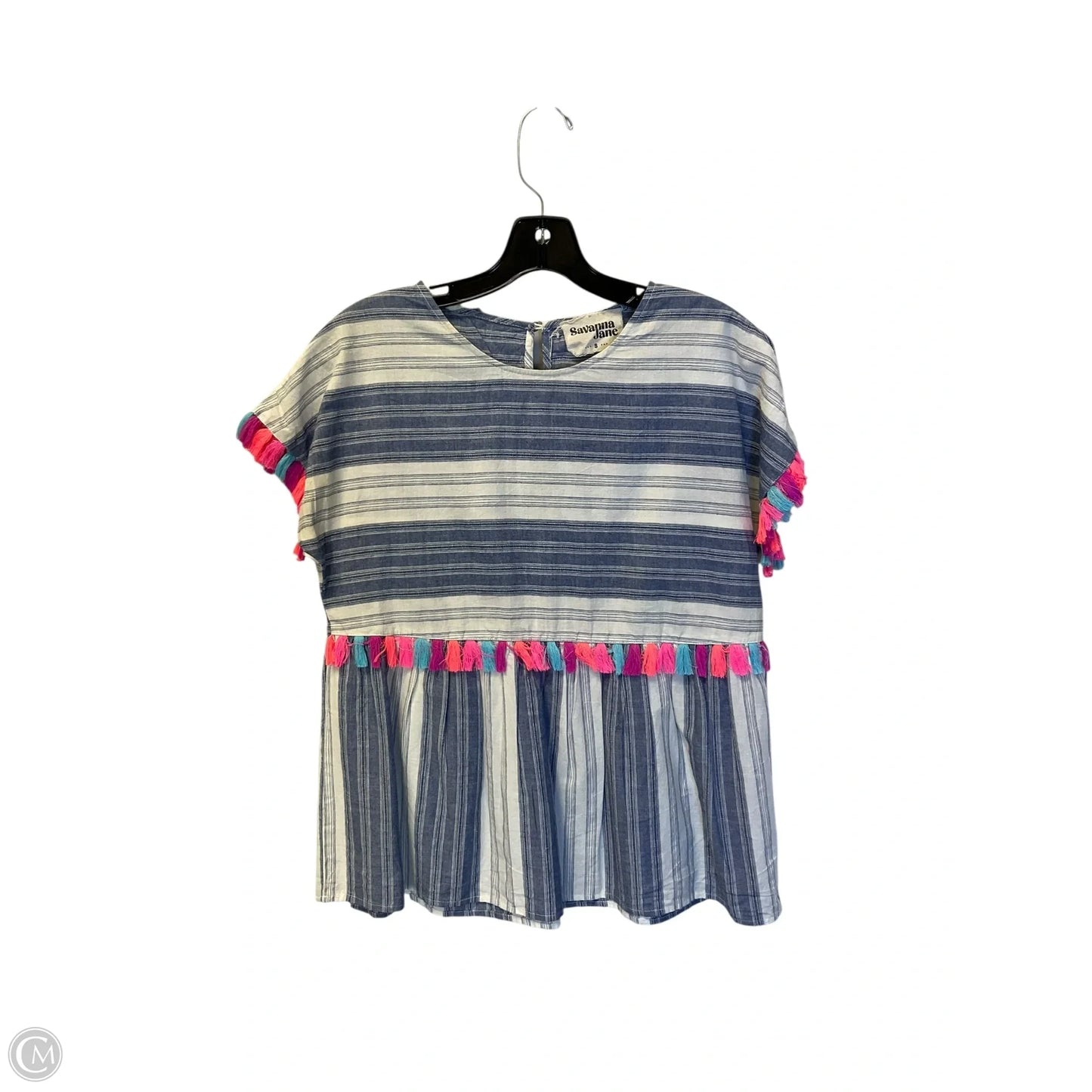 Top Short Sleeve By Savanna Jane In Blue Denim, Size: S