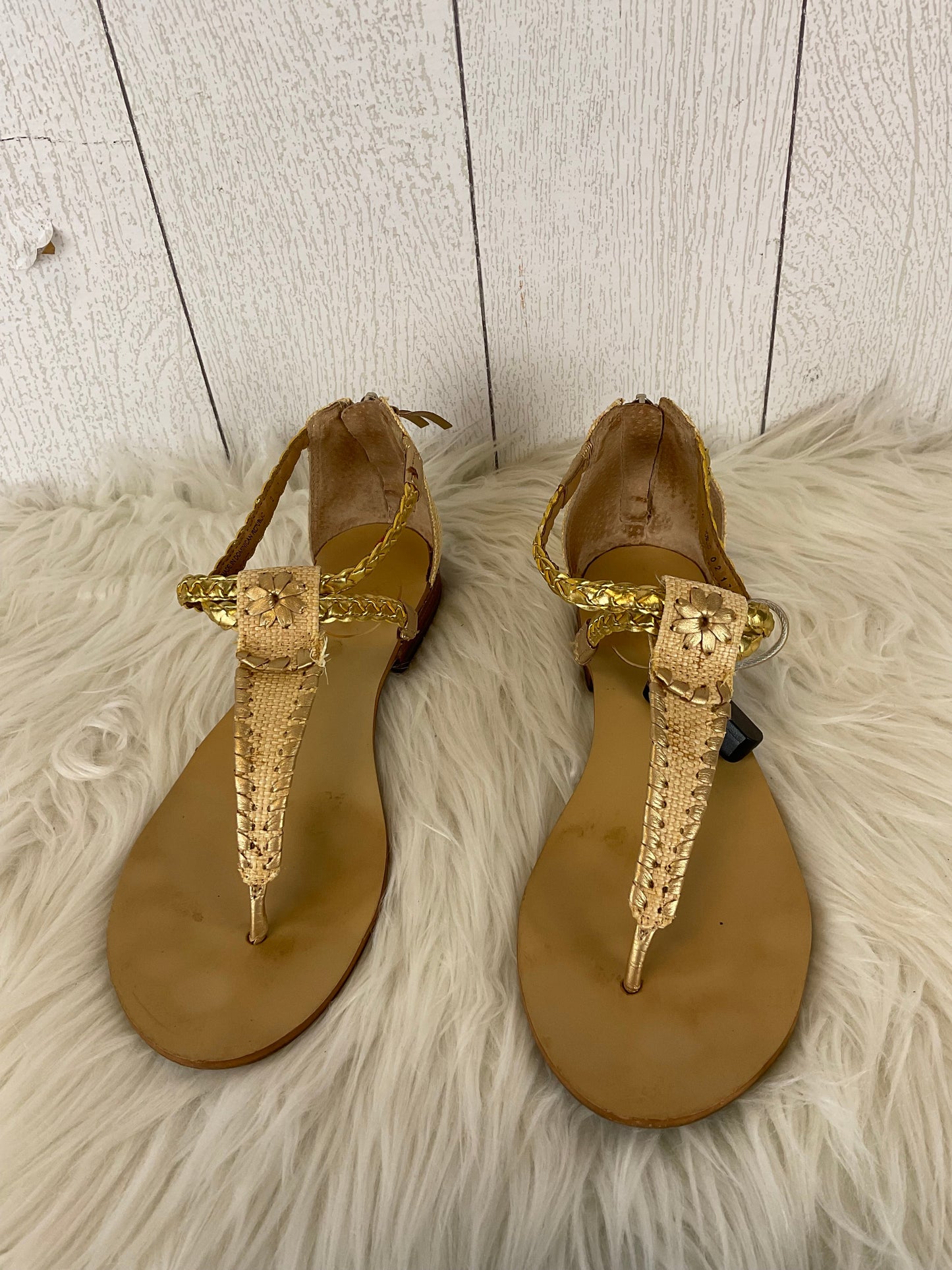 Gold Sandals Designer Jack Rogers, Size 7