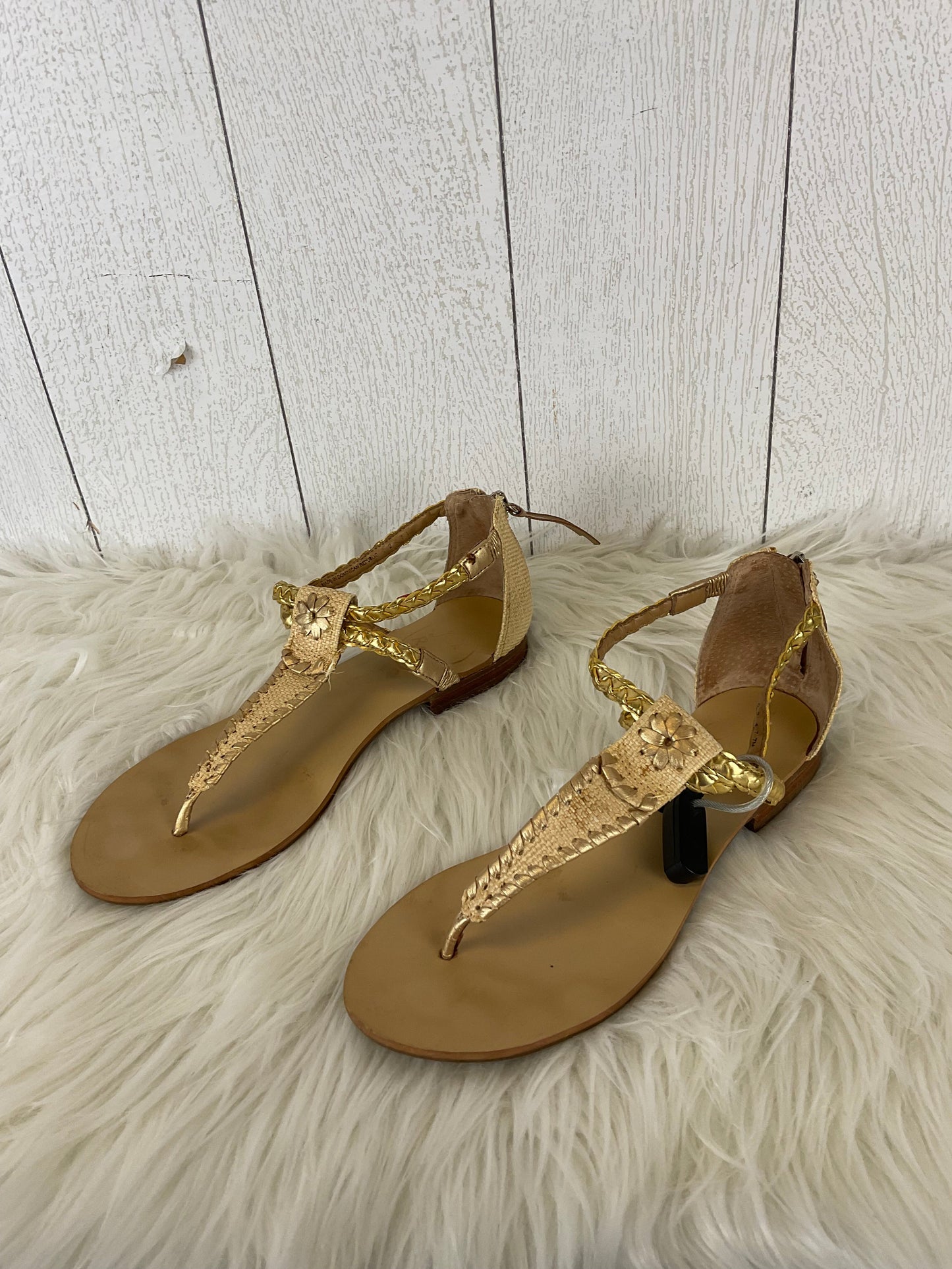 Gold Sandals Designer Jack Rogers, Size 7