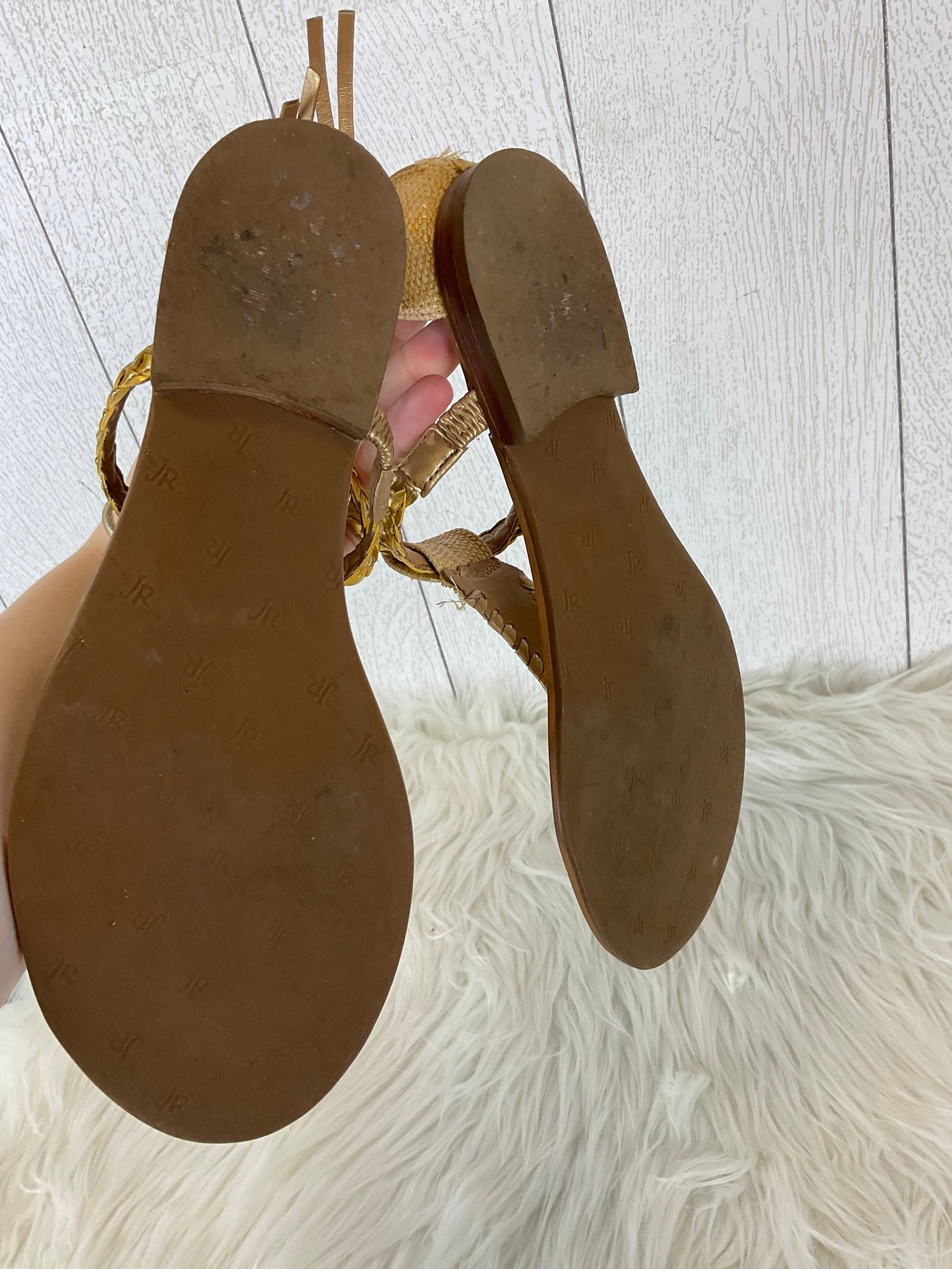 Gold Sandals Designer Jack Rogers, Size 7