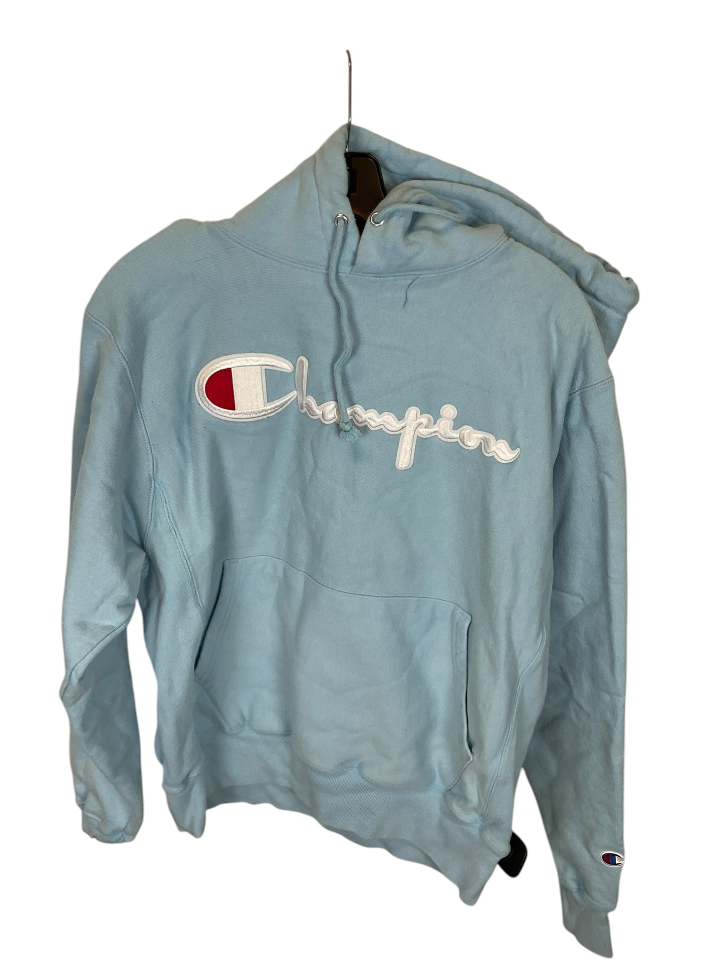 Sweatshirt Hoodie By Champion In Blue, Size: M