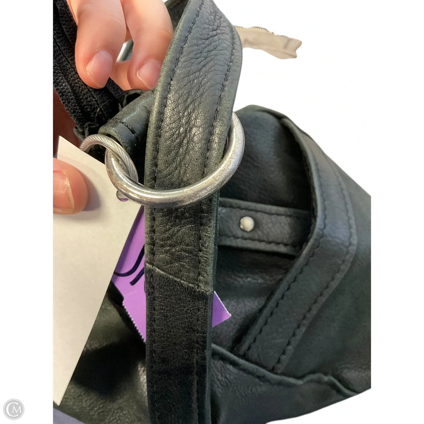 Handbag Leather By Fossil, Size: Medium