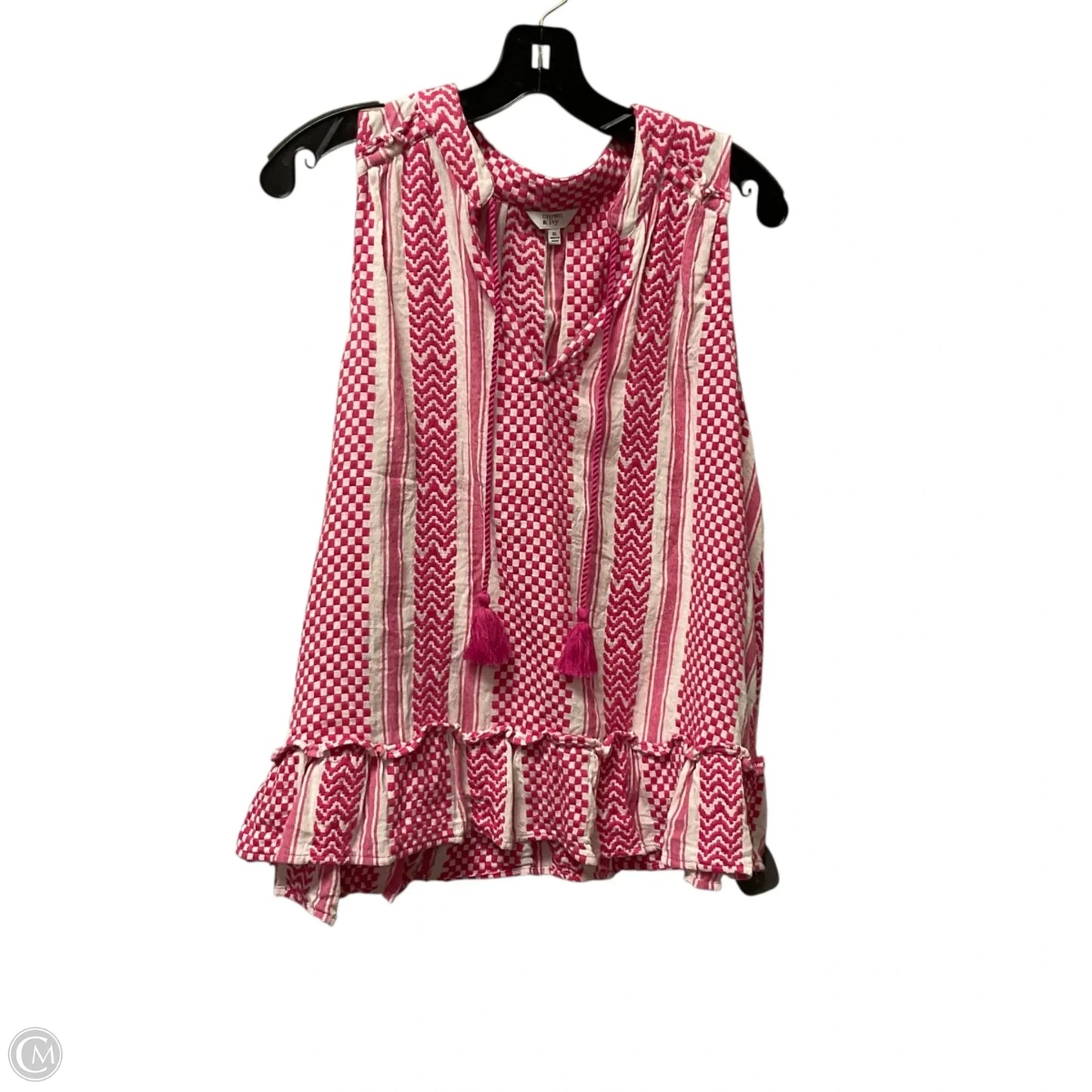Top Sleeveless By Crown And Ivy In Pink & White, Size: Xl