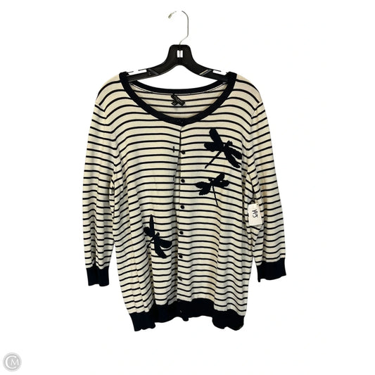 Cardigan By Talbots In Blue & Cream, Size: 1x