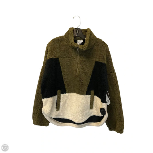Jacket Fleece By Sage In Black & Green, Size: M