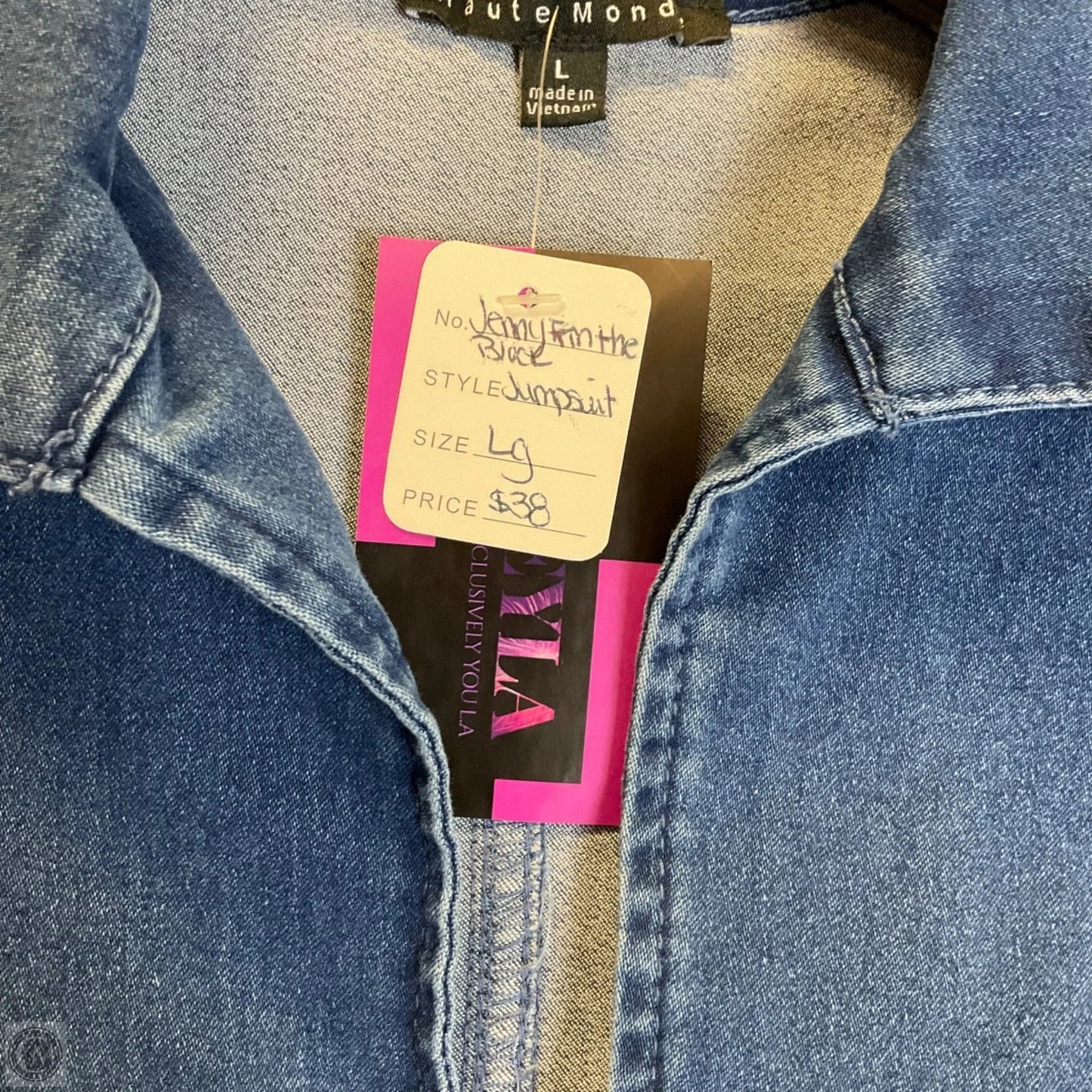 Jumpsuit By Haute Monde In Blue Denim, Size: L