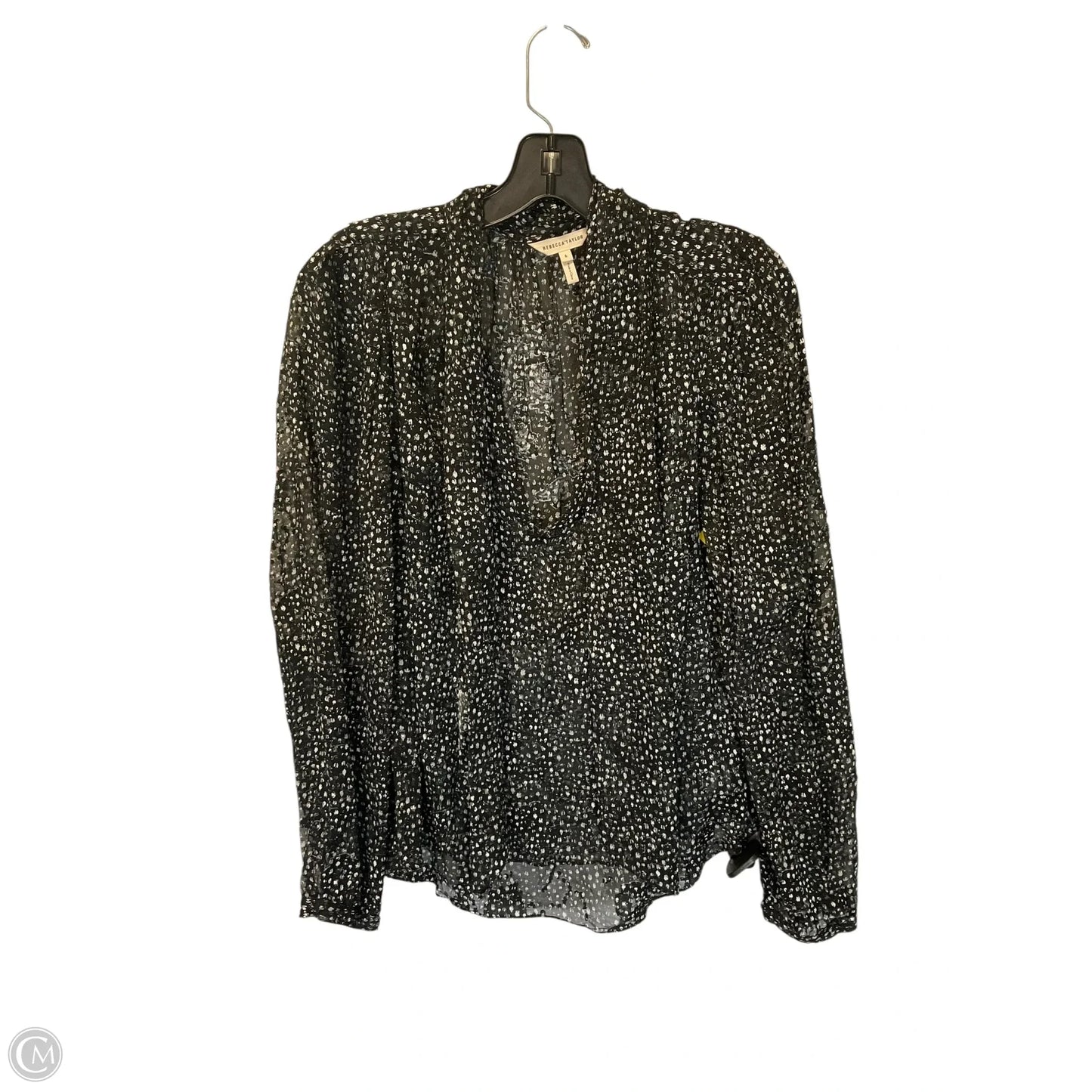 Top Long Sleeve By Rebecca Taylor In Black & White, Size: S