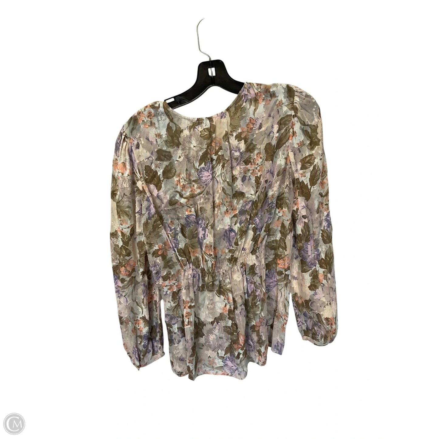 Top Long Sleeve By Rebecca Taylor In Floral Print, Size: 4