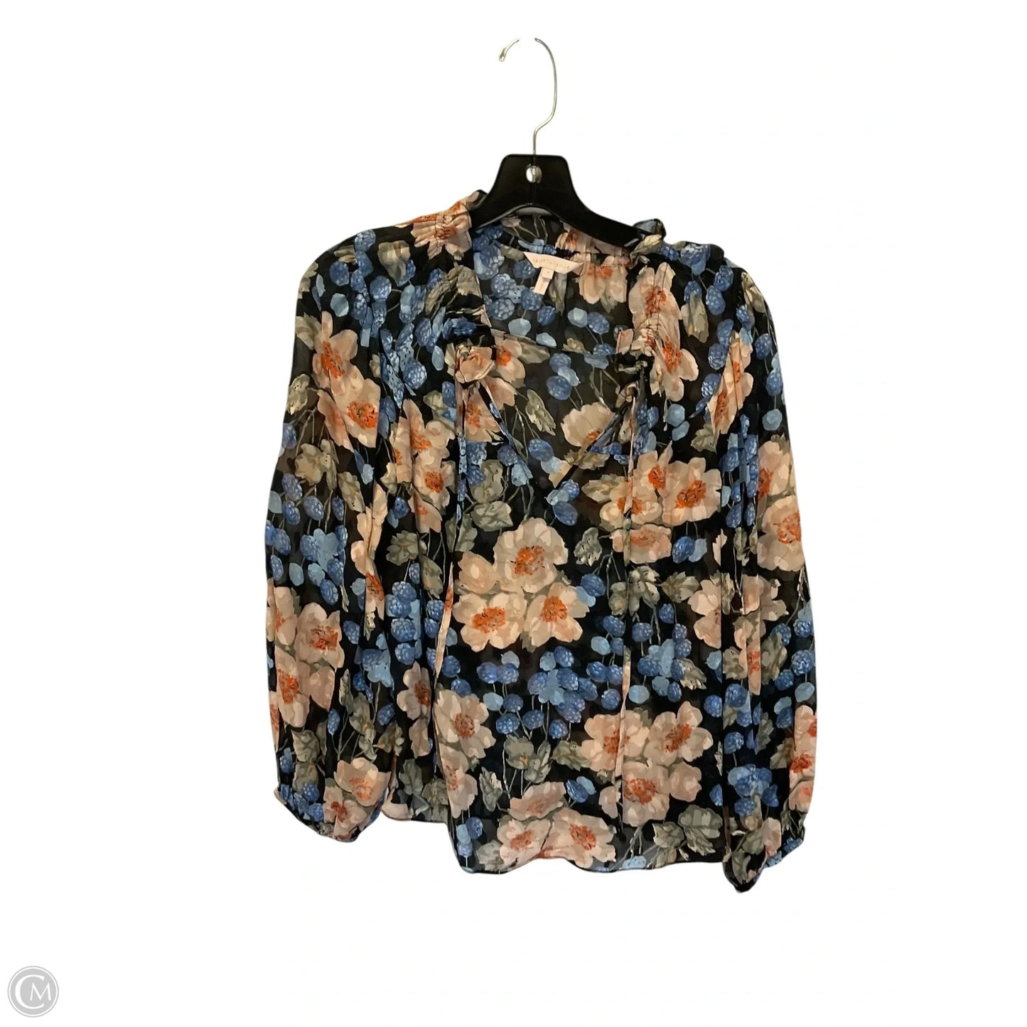 Top Long Sleeve By Rebecca Taylor In Floral Print, Size: 4