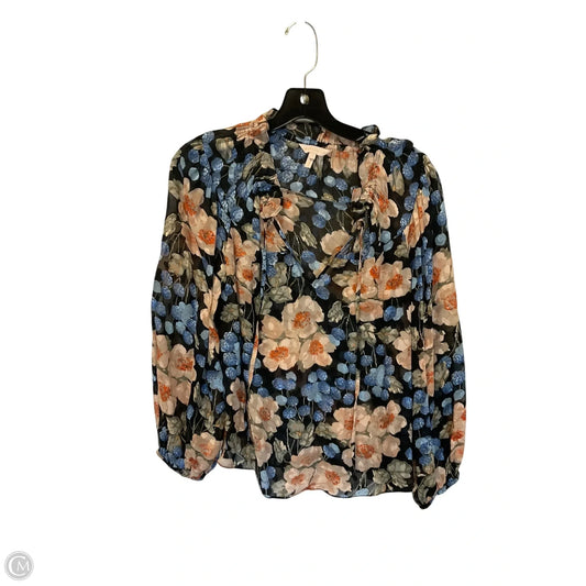 Top Long Sleeve By Rebecca Taylor In Floral Print, Size: 4