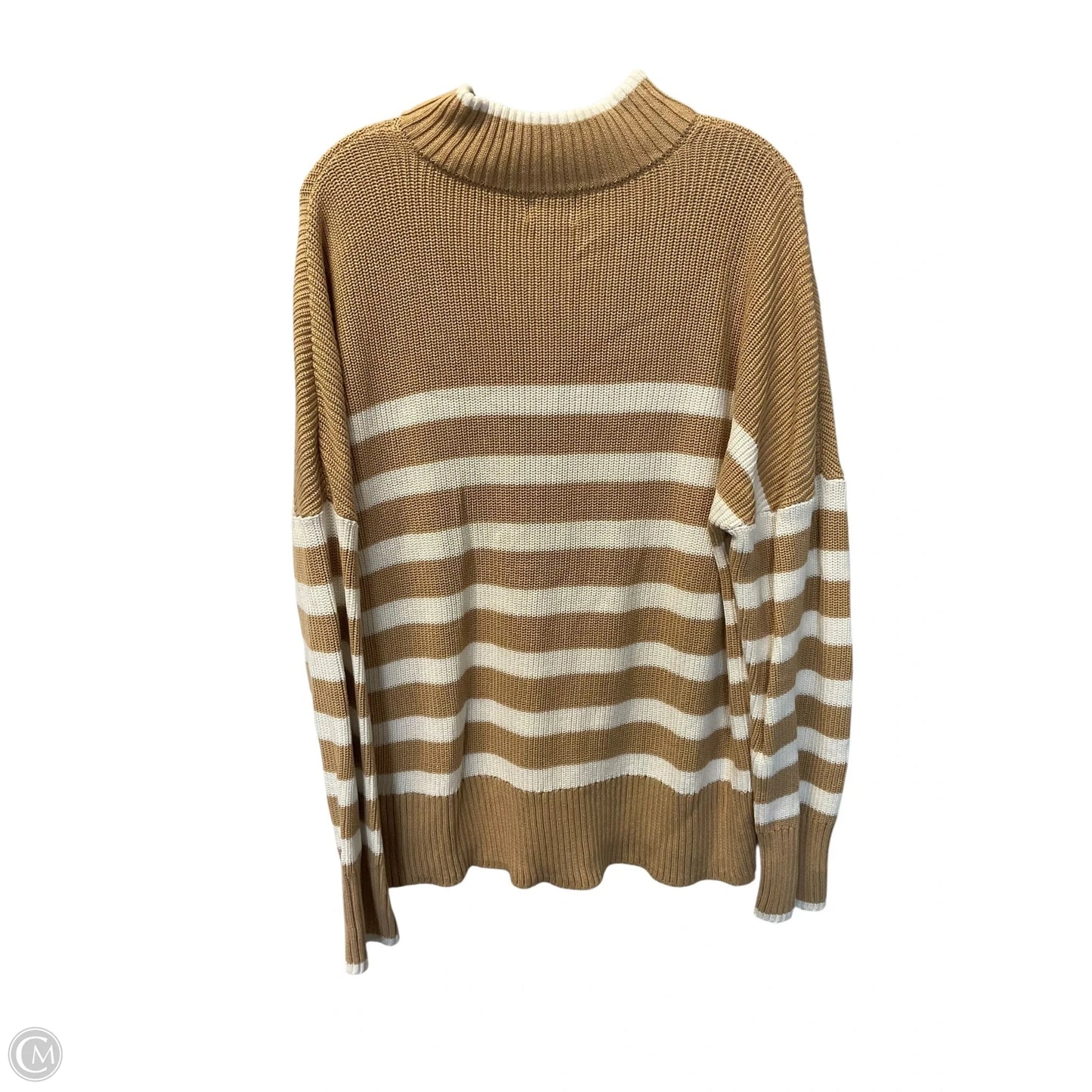 Sweater By Lands End In Tan & White, Size: Xl