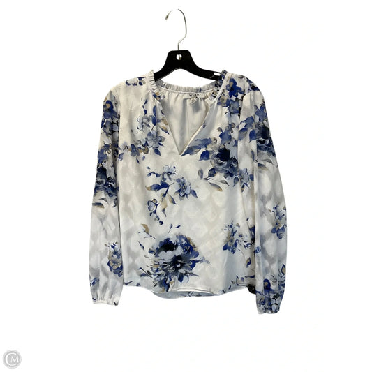 Top Long Sleeve By White House Black Market In Blue & White, Size: M