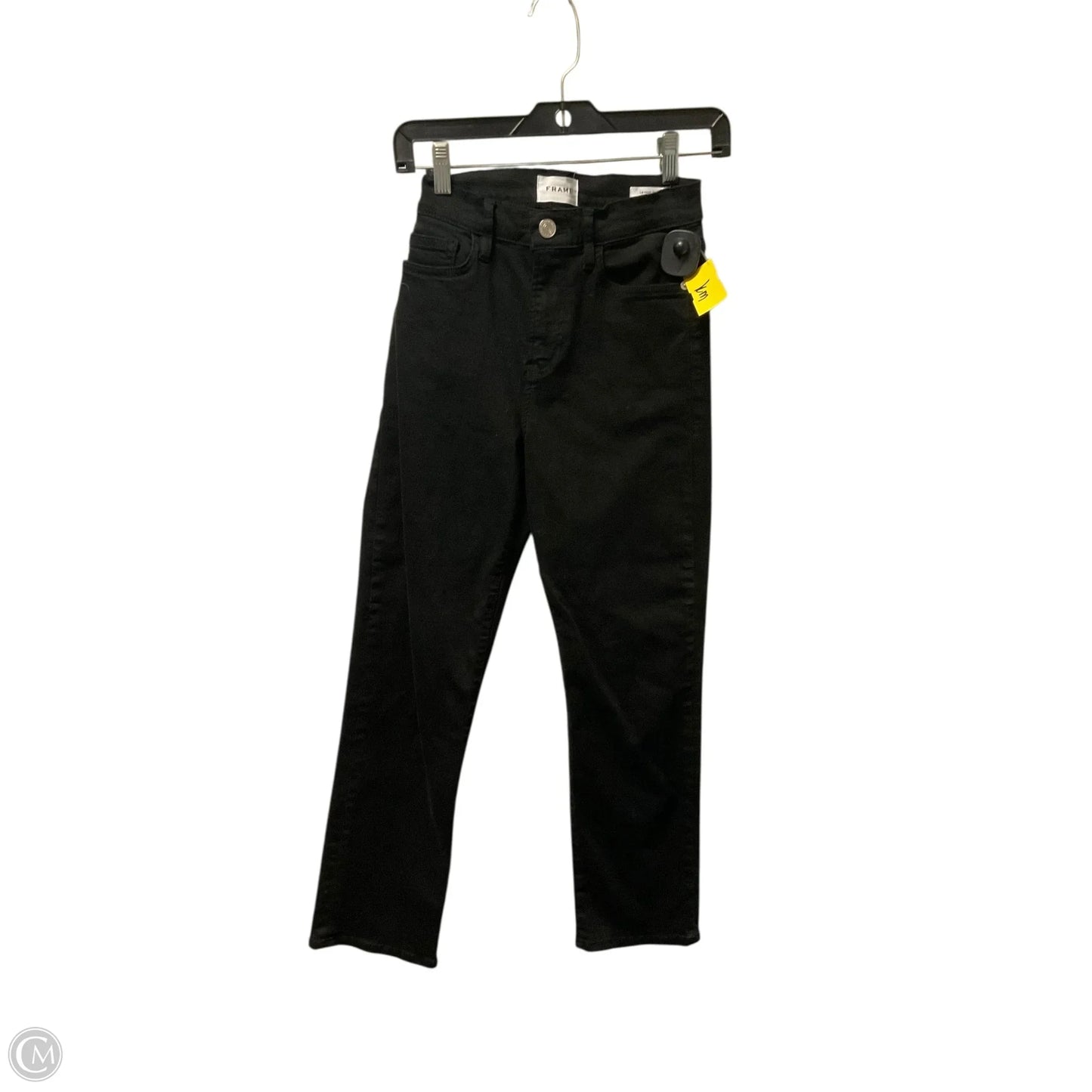 Jeans Straight By Frame In Black Denim, Size: 6