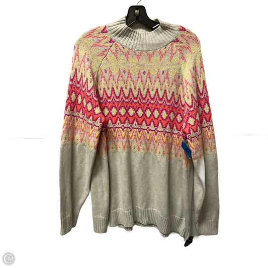 Sweater By Candace Cameron Bure In Pink & Yellow, Size: 1x