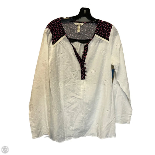 Top Long Sleeve By Matilda Jane In White, Size: L