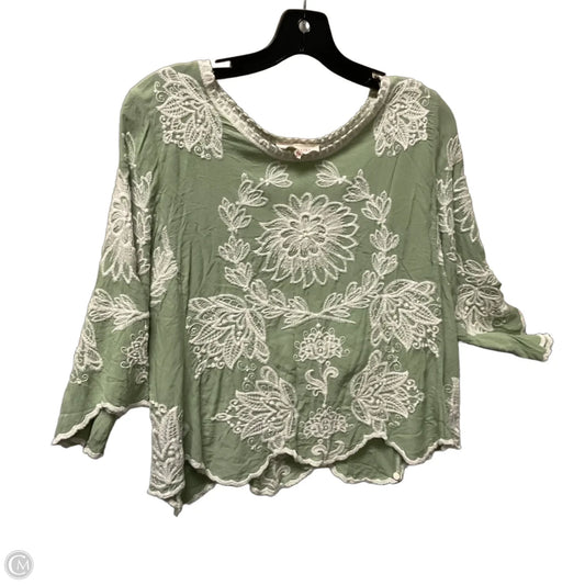 Top 3/4 Sleeve By Solitaire In Green & White, Size: Xl