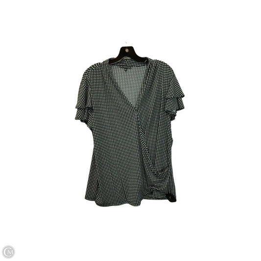 Top Short Sleeve By Adrianna Papell In Black & Blue, Size: Xl