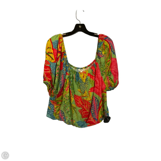 Top Short Sleeve By Christian Siriano In Multi-colored, Size: L