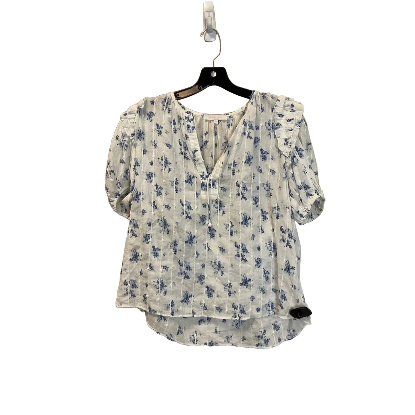Top Short Sleeve By Olivaceous In Blue & White, Size: S