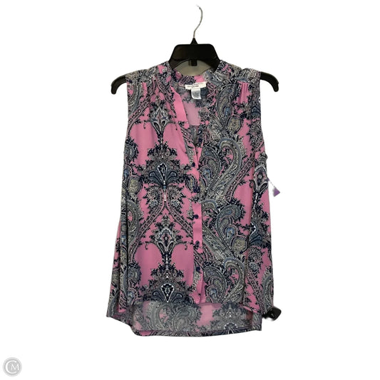 Top Sleeveless By Peck And Peck In Blue & Pink, Size: L