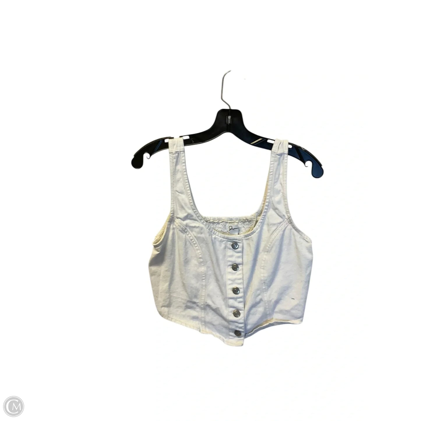 Top Sleeveless By Japna In White Denim, Size: M