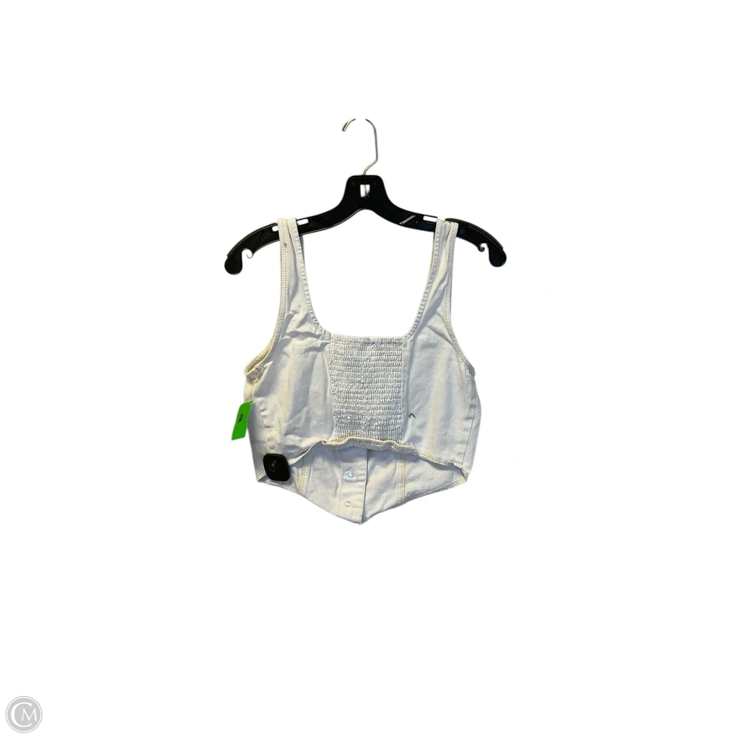 Top Sleeveless By Japna In White Denim, Size: M