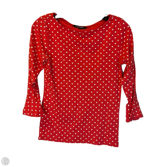Top Long Sleeve Basic By Lauren By Ralph Lauren In Polkadot Pattern, Size: M