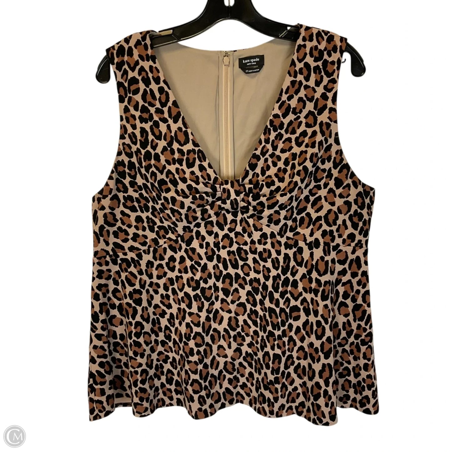 Top Sleeveless Designer By Kate Spade In Animal Print, Size: 14