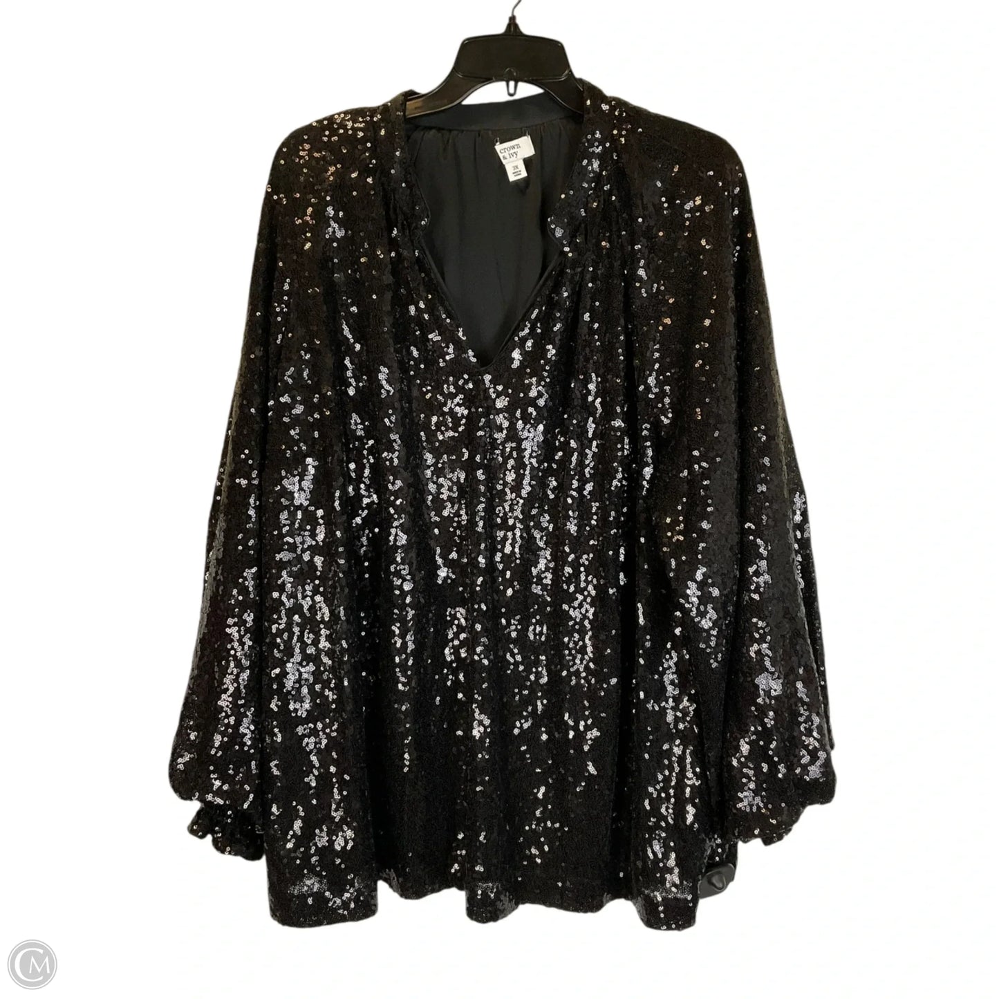 Top Long Sleeve By Crown And Ivy In Black, Size: 3x